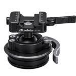 Leofoto STB-75 Geweerhouder close-up van LSC-50 snelkoppeling met hefboom op 75mm halfschotelbasis