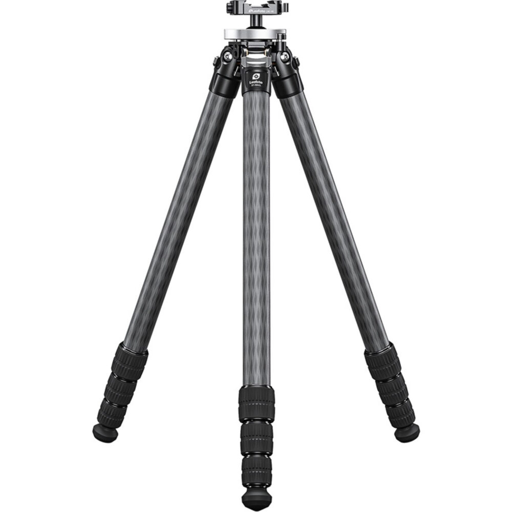 Leofoto ST-324CL Carbon Statief volledig uitgeklapt vooraanzicht met carbon poten