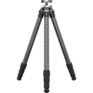 Leofoto ST-324CL Carbon Statief volledig uitgeklapt vooraanzicht met carbon poten