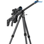 Leofoto ST-324C Tripod geweer gemonteerd op statief in staande schiethouding