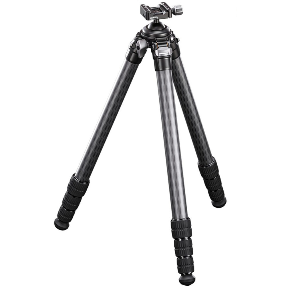 Leofoto SK-324C Tripod volledig carbon statief uitgeklapt met draaivergrendelingen