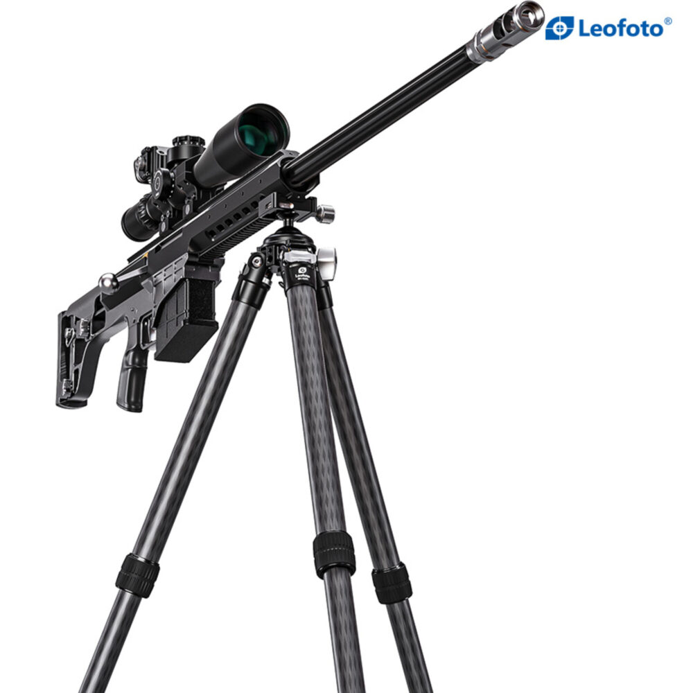 Leofoto SK-324C Tripod langwapen gemonteerd op statief voor stabiele schiet- of observatiesteun