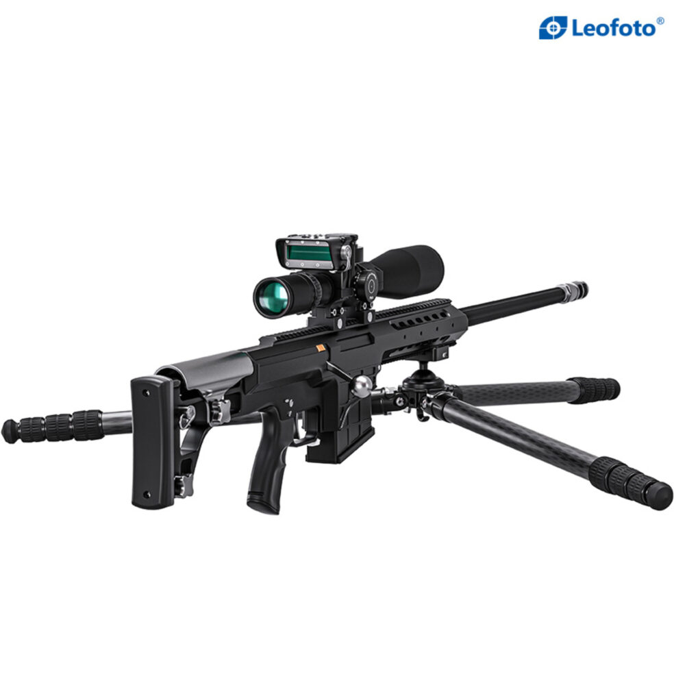 Leofoto SK-324CL Tripod langwapen in schietopstelling met bipod als praktijkvoorbeeld