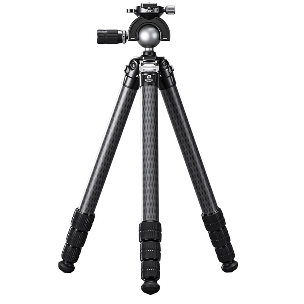 Leofoto SA-404C Tripod volledig uitgeklapt carbon statief met kogelkop