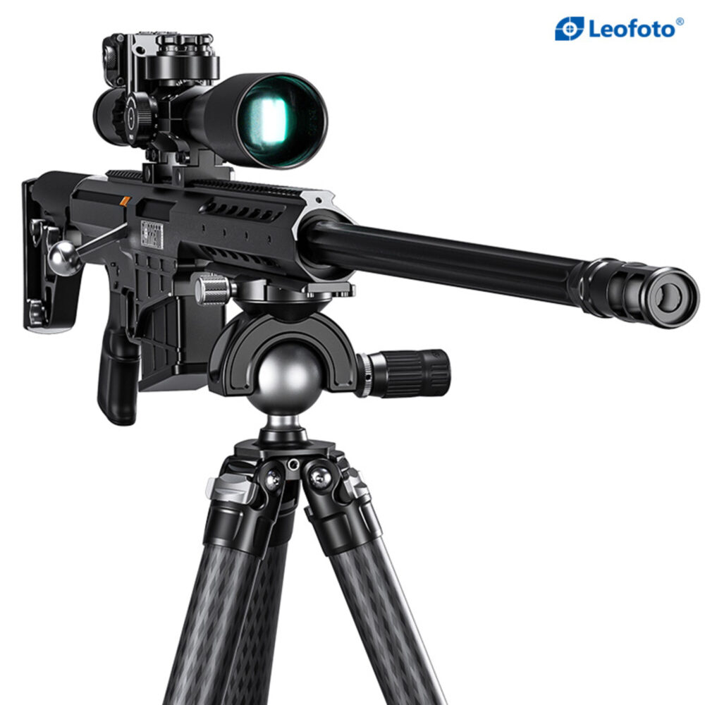 Leofoto SA-404C Tripod langwapen gemonteerd op statief als stabiele steun