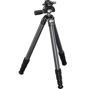 Leofoto SA-364C Tripod volledig uitgeklapt vooraanzicht met carbon poten