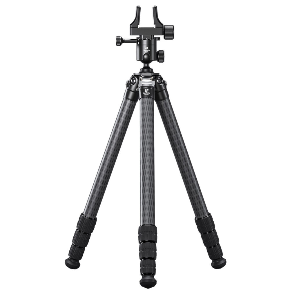 Leofoto SA-364C Tripod volledig statief uitgeklapt met MK-40 kogelkop en GS-3 klem