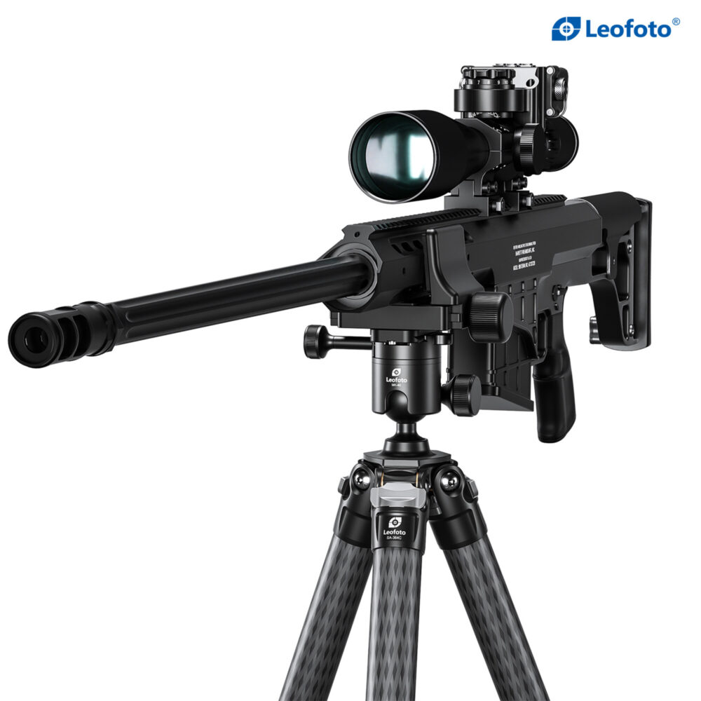 Leofoto SA-364C Tripod langwapen op statief met GS-3 klem in verhoogde positie