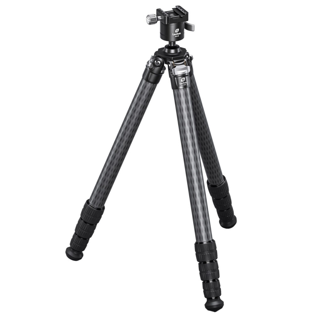 Leofoto-SA-364C-Carbon-tripod-and-rifle-mount-MA-40 Leofoto SA-364C Tripod volledig uitgeklapt carbon statief met MA-40 kop