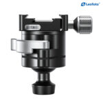 Leofoto-SA-364C-Carbon-tripod-and-rifle-mount-MA-40-3 Leofoto SA-364C Tripod zijaanzicht van MA-40 kop met bedieningsknop en basis