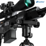 Leofoto SA-364CL Tripod detail van montage van langwapen op klem en kogelkop