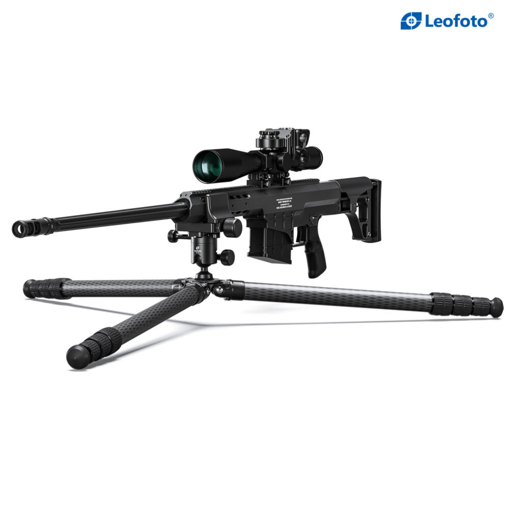Leofoto SA-364CL Tripod langwapen in schietopstelling met bipod als praktijkvoorbeeld
