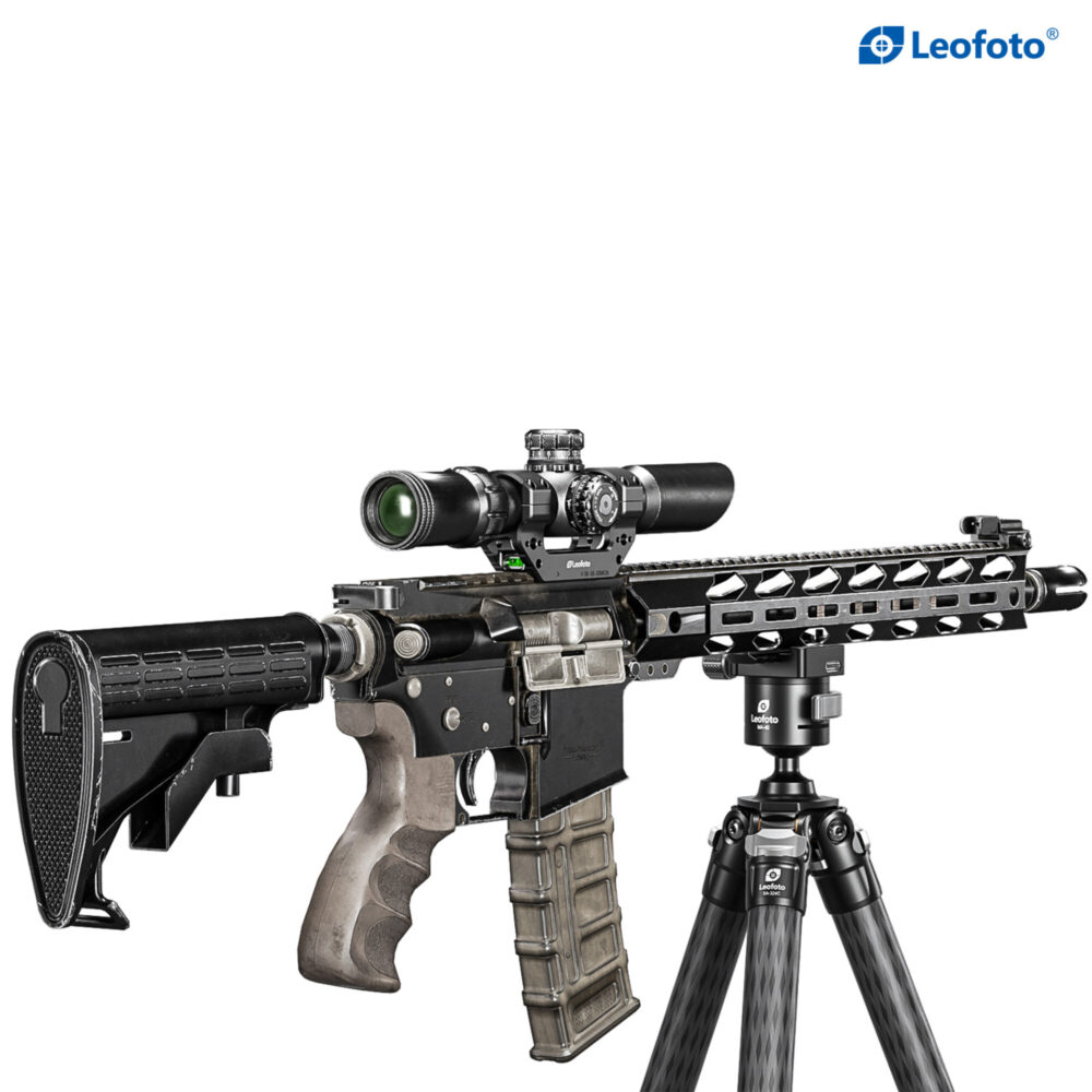 Leofoto RO-3038-20 Montage geweer met richtkijker op statief, long-range opstelling