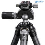 Leofoto SA-324C Tripod close-up van MH-40S kogelkop met bedieningsknoppen en waterpas