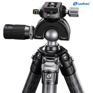 Leofoto SA-324C Tripod close-up van MH-40S kogelkop met bedieningsknoppen en waterpas