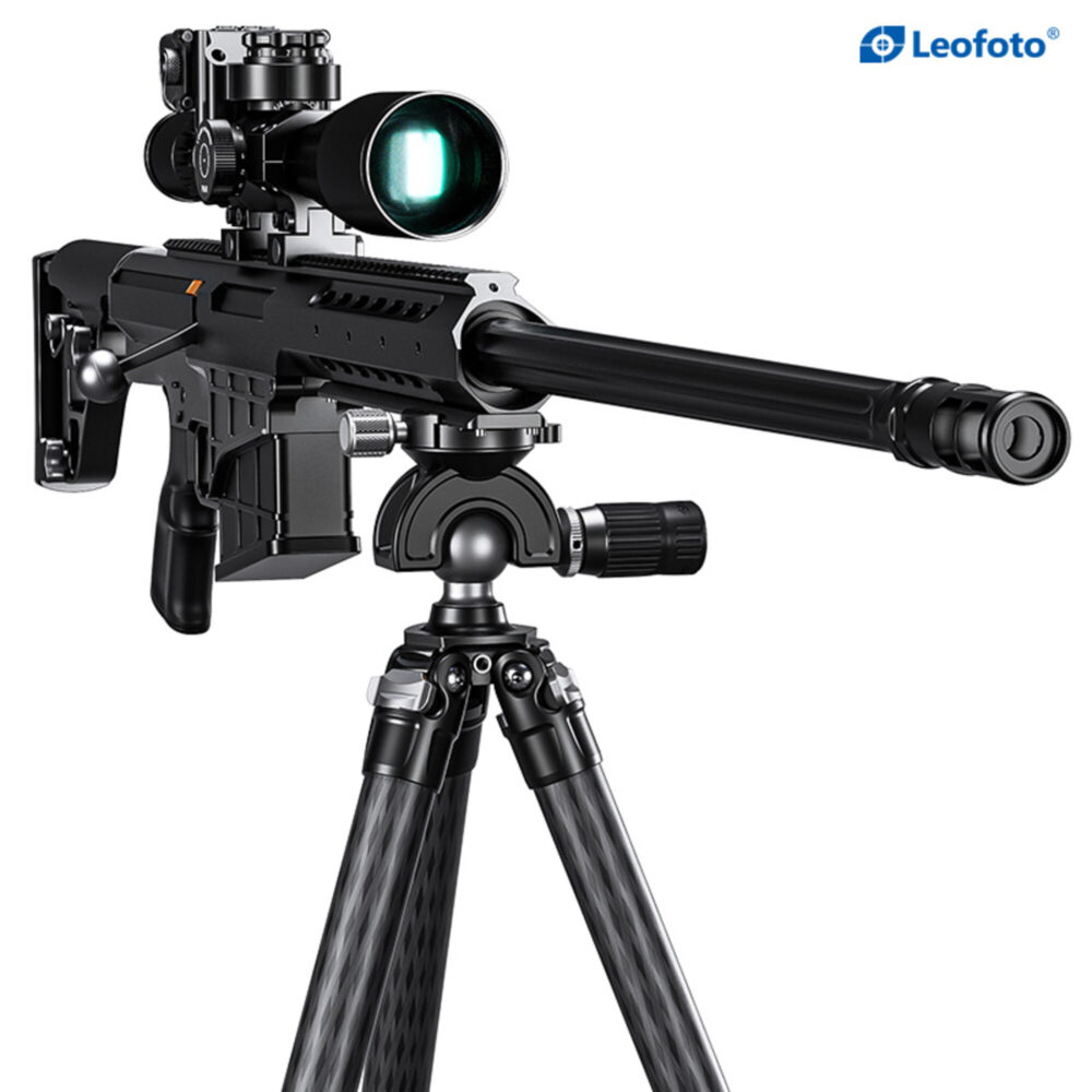 Leofoto SA-324C Tripod geweeropstelling op statief met richtkijker, gericht naar voren