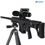 Leofoto SA-324C Tripod geweer gemonteerd op statief met kogelkop, zijaanzicht