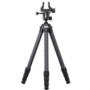 Leofoto Tripod SA-324C volledig uitgeklapt carbon tripod met gemonteerde kop