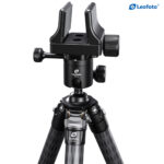 Leofoto Tripod SA-324C statief met gemonteerde kogelkop op statiefbasis, vooraanzicht