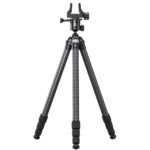 Leofoto SA-324CL Carbon Tripod volledig uitgeklapt statief met gemonteerde kop