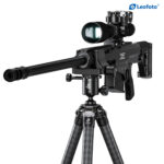 Leofoto SA-324CL Carbon Tripod complete geweeropstelling op statief in schietpositie