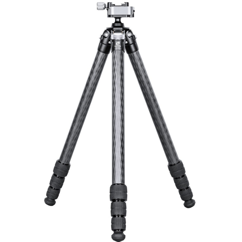 Leofoto SA-324CL Carbon Tripod volledig uitgeklapt carbon statief, vooraanzicht
