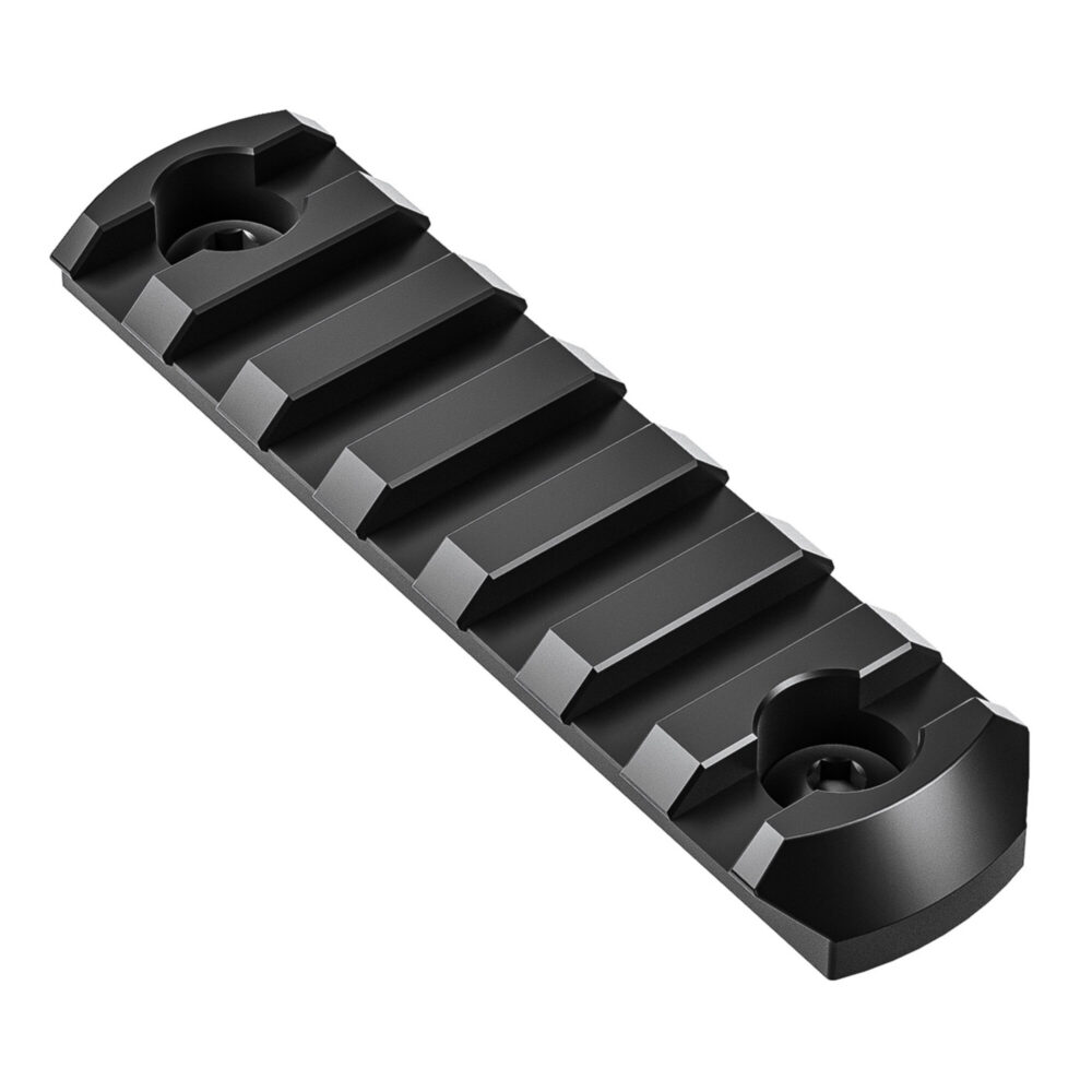 Leofoto MLP-80 Picatinny-rail bovenaanzicht van 80 mm rail met 7 slots