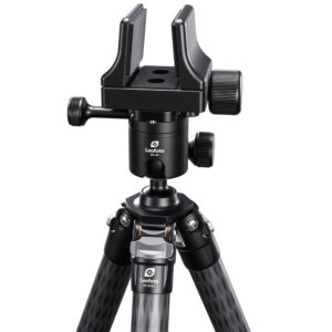 Leofoto MK-40 Balhoofd op statief met gemonteerde GS-3 geweerklemhouder