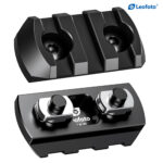 Leofoto MLP-40 Picatinny-rail close-up van de M-LOK T-moeren en montagebouten onder de rail