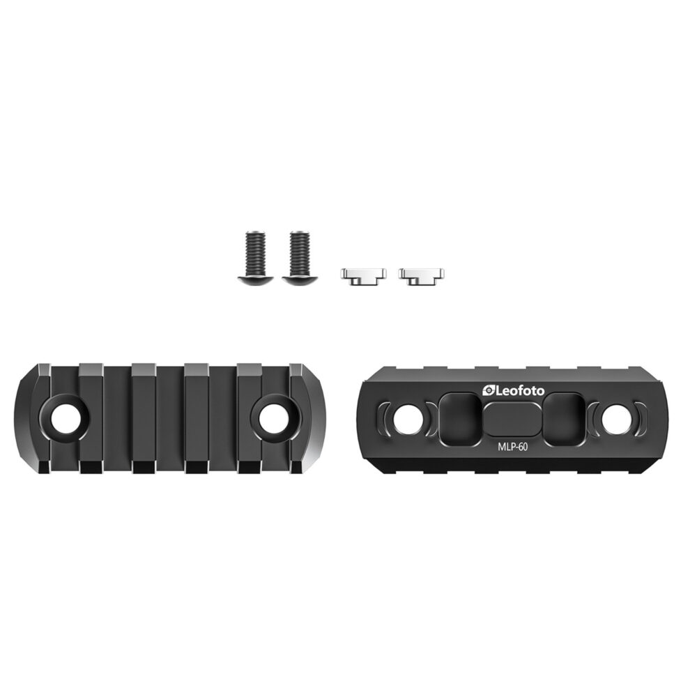Leofoto MLP-60 Picatinny-rail set met rail en bevestigingsmateriaal zoals schroeven en M-LOK T-moeren