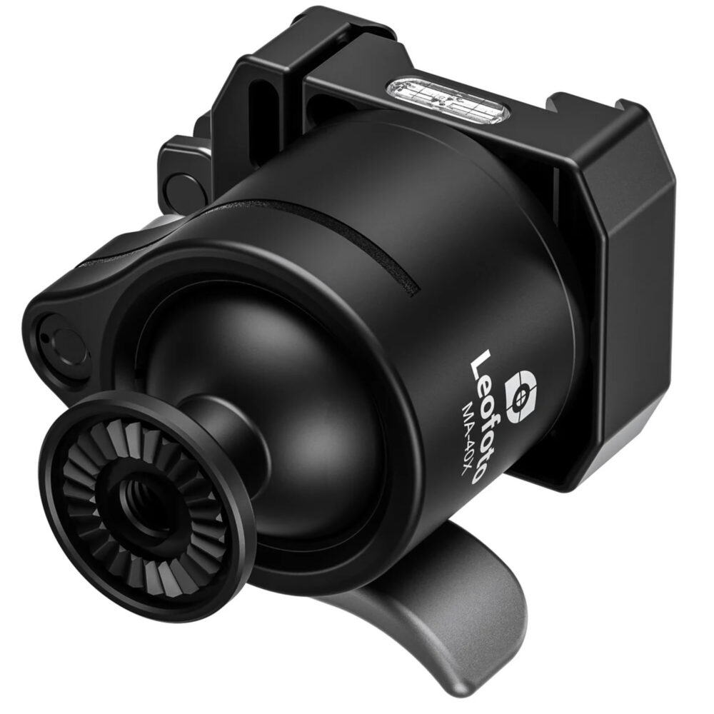 Leofoto MA-40X Balhoofd achteraanzicht met rozet-aansluiting en 3/8" montagepunt