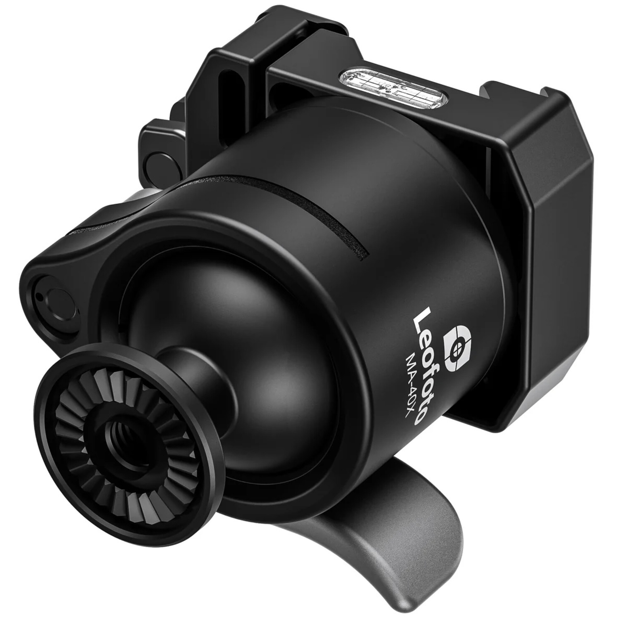 Leofoto MA-40X Balhoofd achteraanzicht met rozet-aansluiting en 3/8" montagepunt