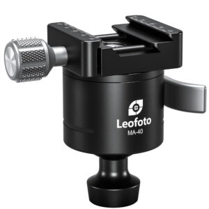 Leofoto MA-40 Balhoofd vooraanzicht met LSC-50 klem en verstelknop