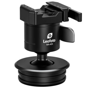 Leofoto MAB-75X Montageplatform close-up van MA-40X kogelkop met hefboomklem