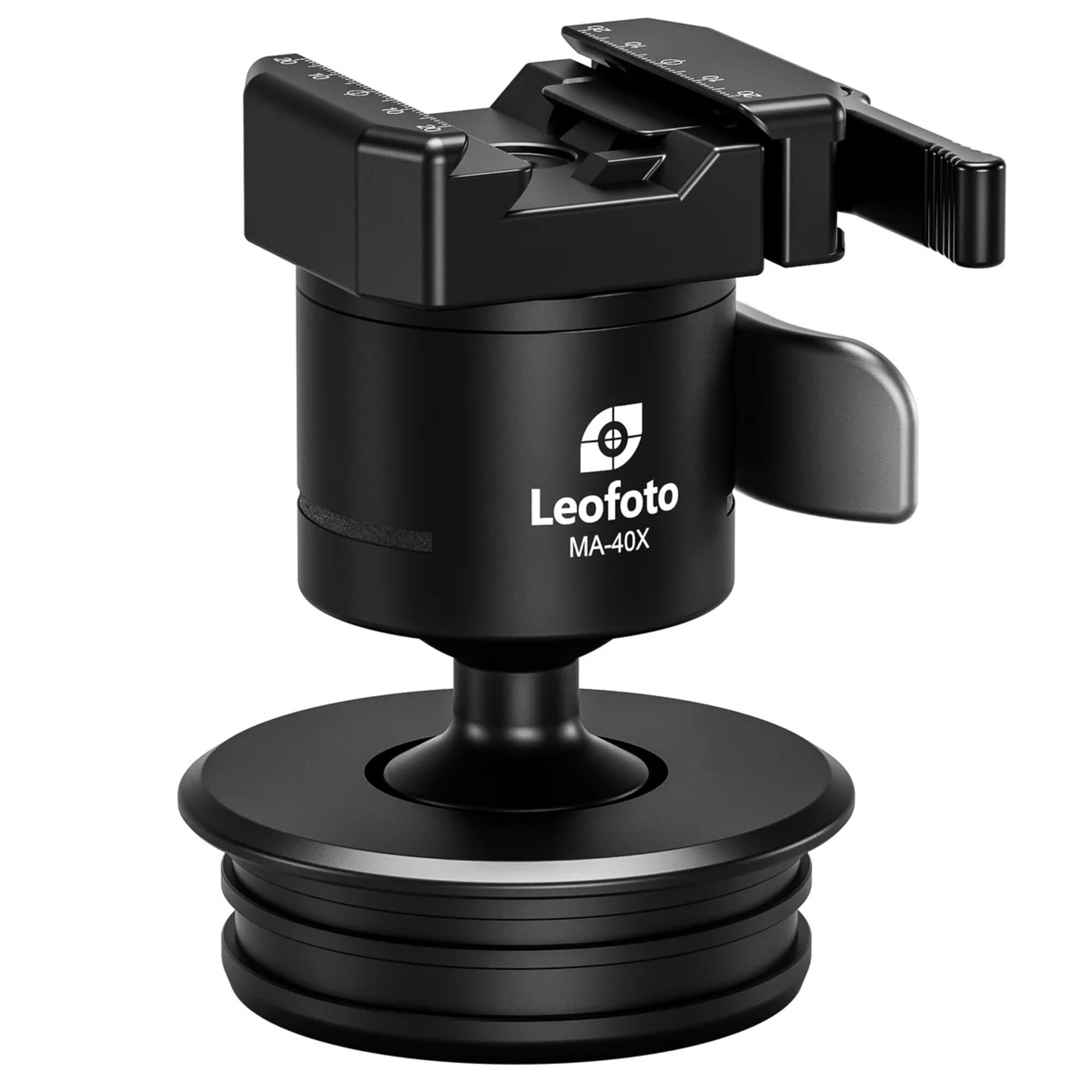 Leofoto MAB-75X Montageplatform close-up van MA-40X kogelkop met hefboomklem