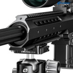 Leofoto LH-47 Balhoofd gemonteerd onder handguard met Picatinny/Weaver rail op statief
