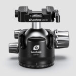 Leofoto LH-47 Balhoofd productfoto recht van voren met klem en bedieningsknoppen