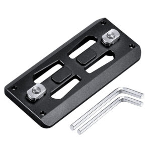 Leofoto GSP-80 Adaptersrail productfoto met M-Lok sleuven, bevestigingsbouten en inbussleutels