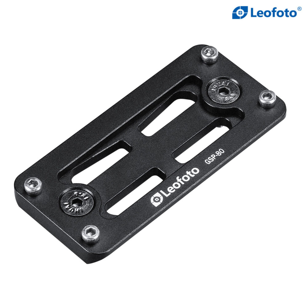 Leofoto GSP-80 Adaptersrail onderzijde met Arca-Swiss profiel en Leofoto-logo
