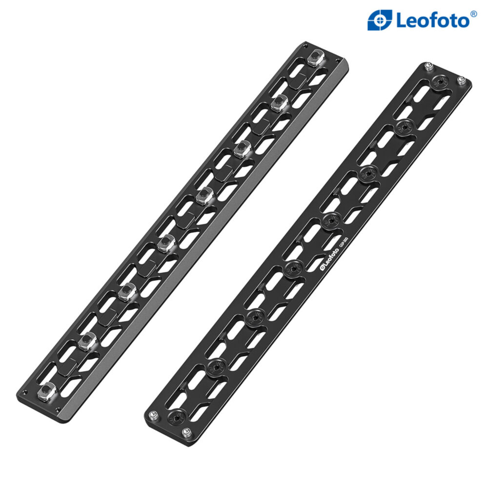 Leofoto GSP-300 Adaptersrail setfoto met meerdere rails in verschillende lengtes