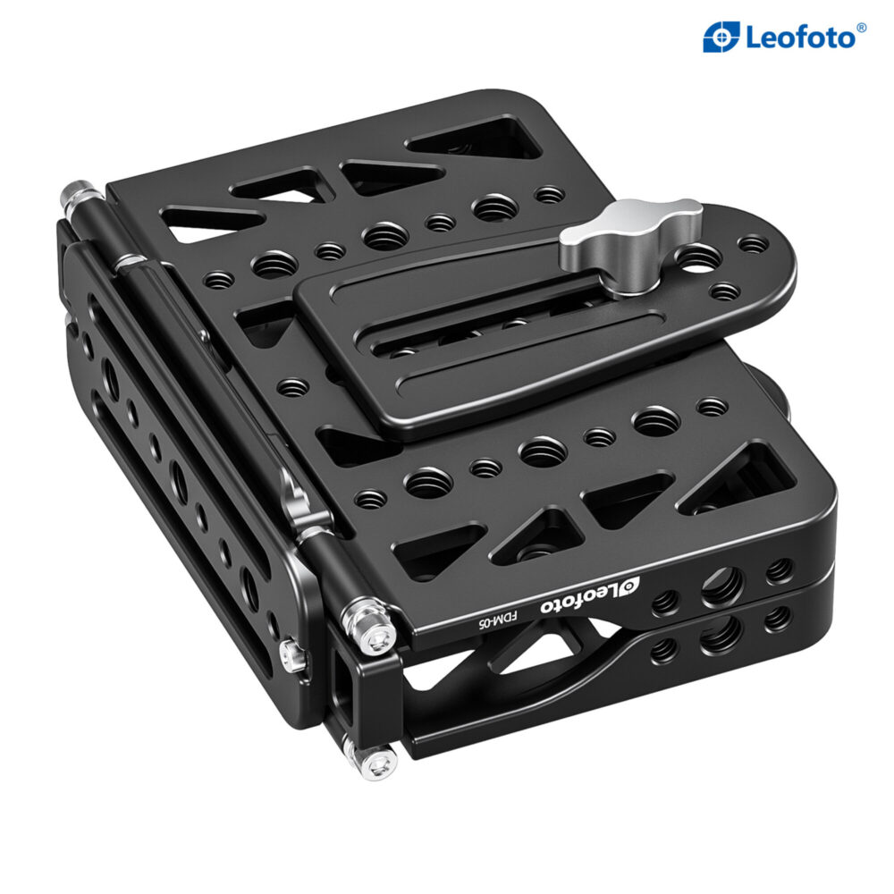 Leofoto FDM-05 Montageplatte compact ingeklapt transportformaat met vergrendelknoppen